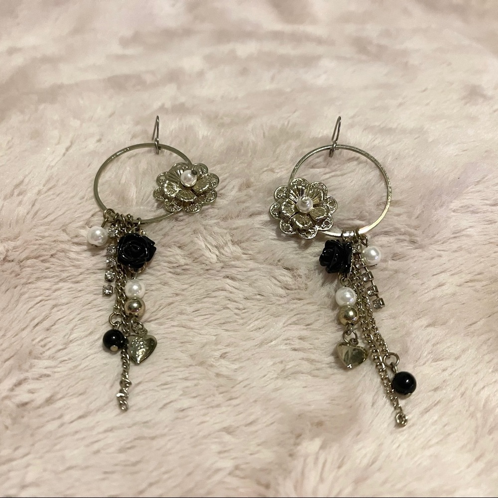 Boho earrings flower pearl pendant